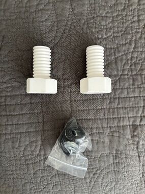 Adorable white 3-D printed “BOLT” Toilet Bowl Bolt Covers.